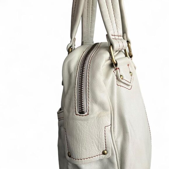 Marc Jacobs White Leather Satchel Turn Lock Tote - Picture 5 of 7
